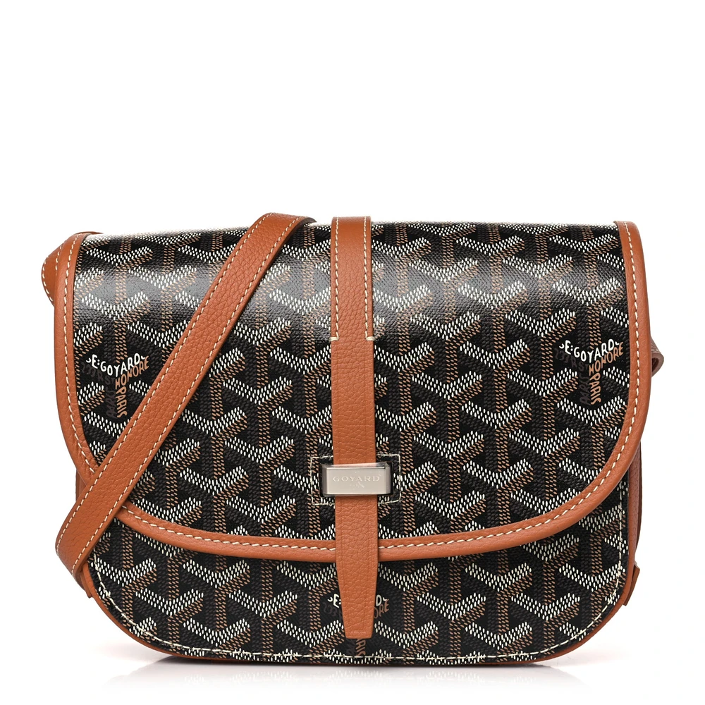 Lushentic Goyard Belvedere II PM Messenger Bag BlackGold Goyardine Canvas Silver Hardware Front