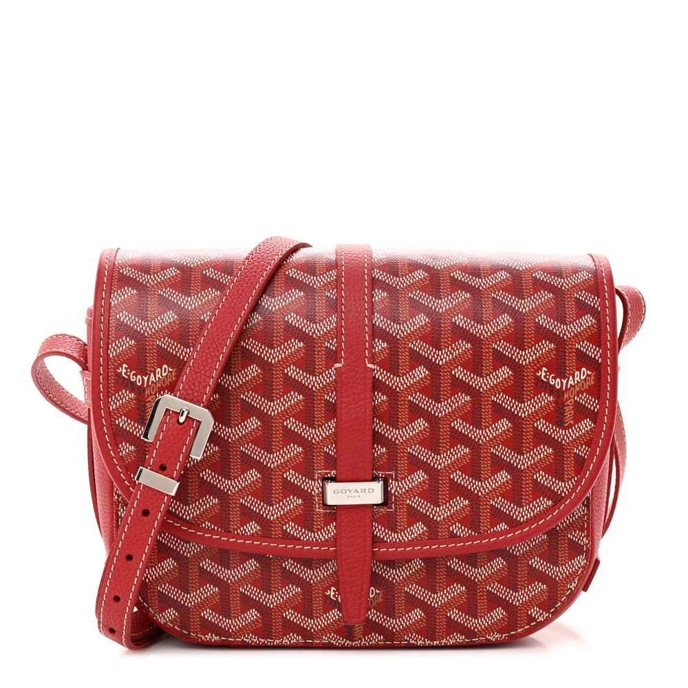 Lushentic Goyard Belvedere II PM Messenger Bag Red Goyardine Canvas Silver Hardware Front