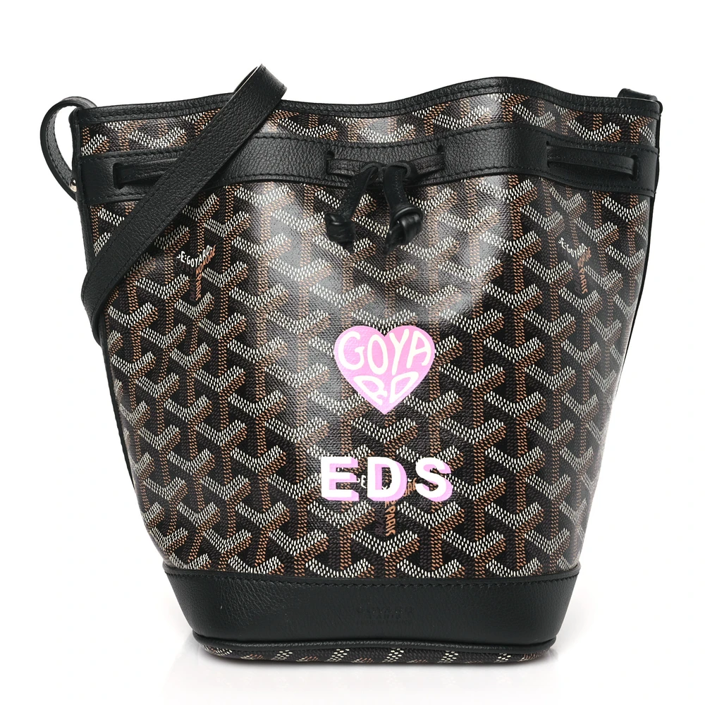 Lushentic Goyard Petit Flot Bucket Bag PM Black Goyardine Canvas Front