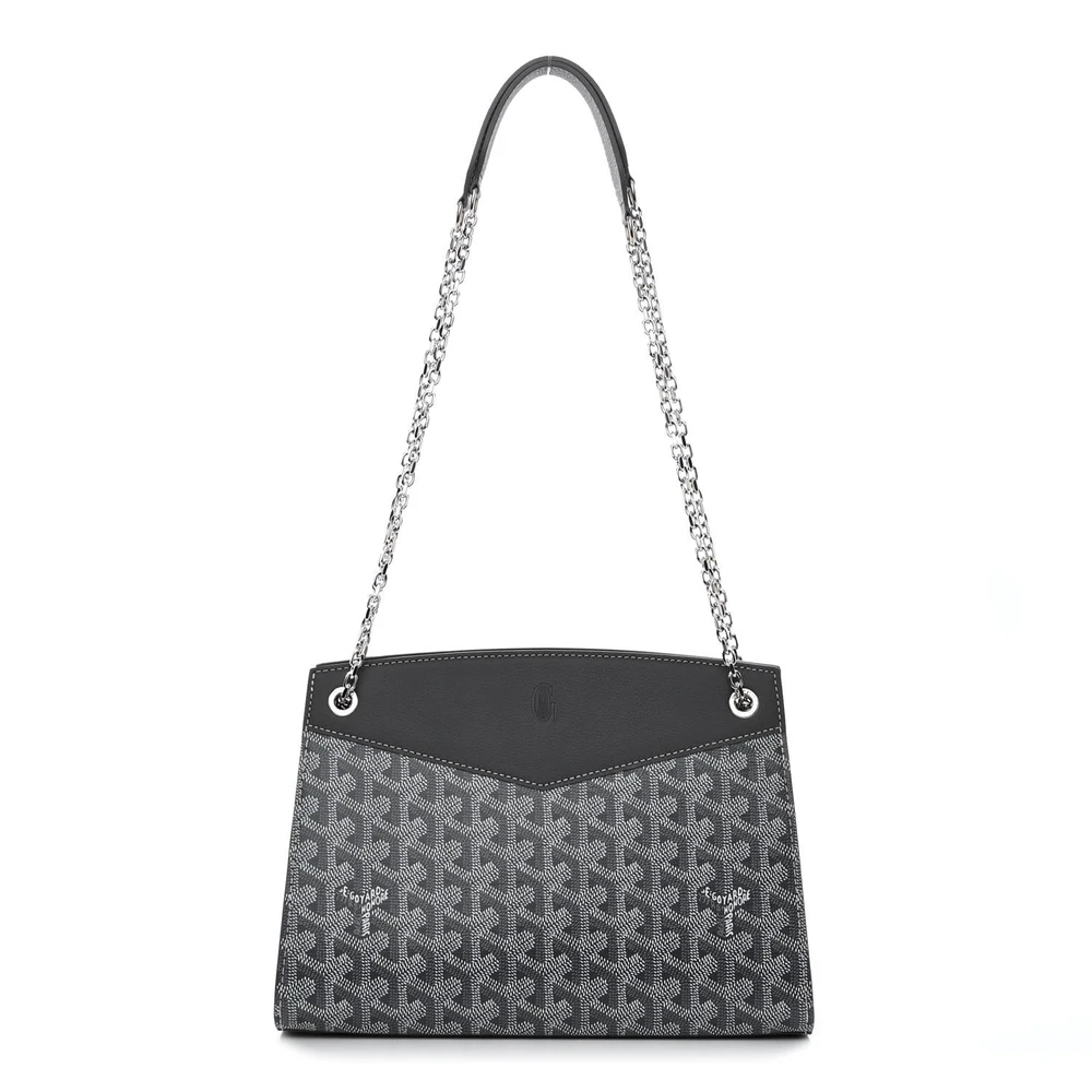 Lushentic Goyard Rouette Structure PM Grey Goyardine Canvas Silver Hardware Front
