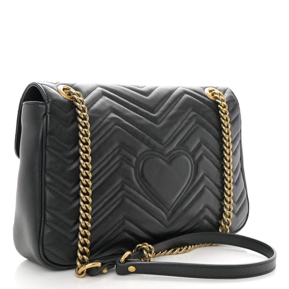Lushentic GG Marmont Medium Shoulder Bag in Black Calfskin Leather - Image 3
