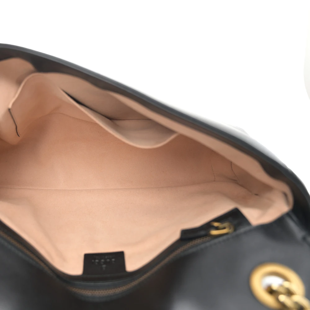 Lushentic GG Marmont Medium Shoulder Bag in Black Calfskin Leather - Image 7