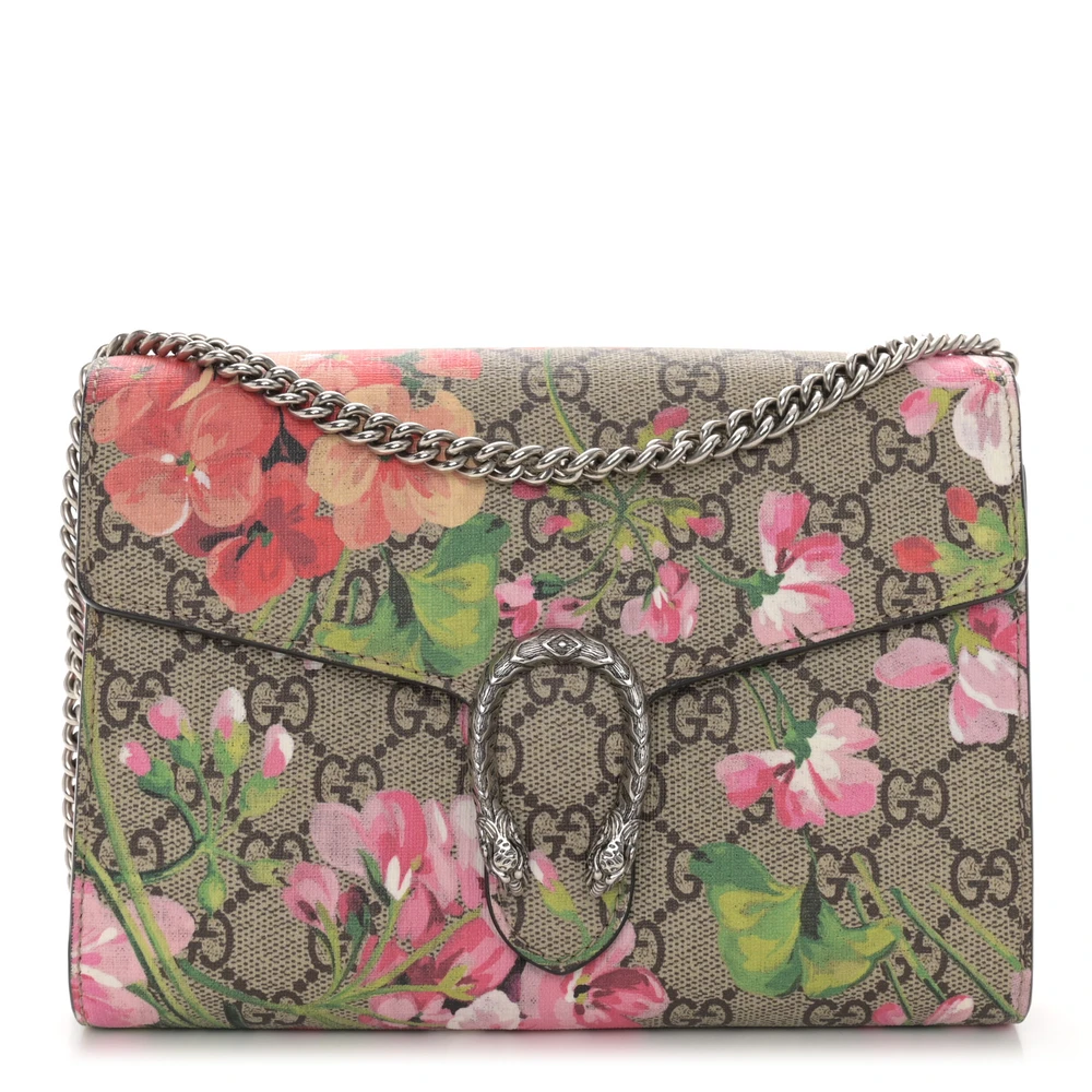 Lushentic Quality Bags - Mini Dionysus Chain Wallet Beige Multicolor Blooms