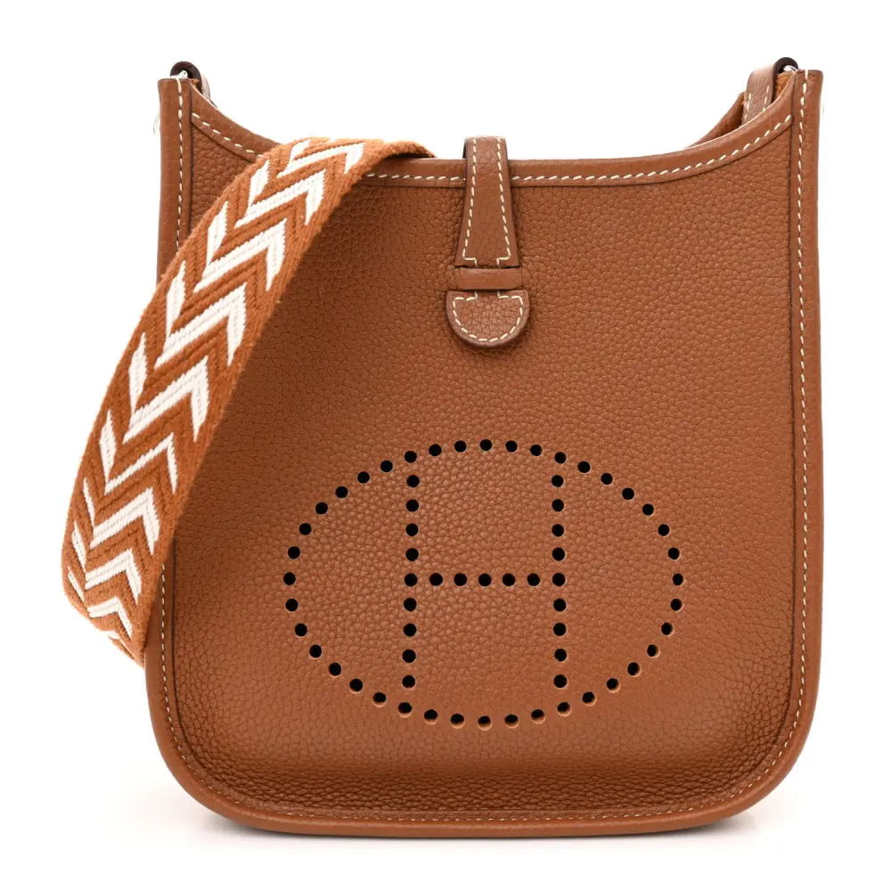 Lushentic Hermès Amazone Evelyne TPM BrownWhite Taurillon Maurice Leather Palladium Hardware Front