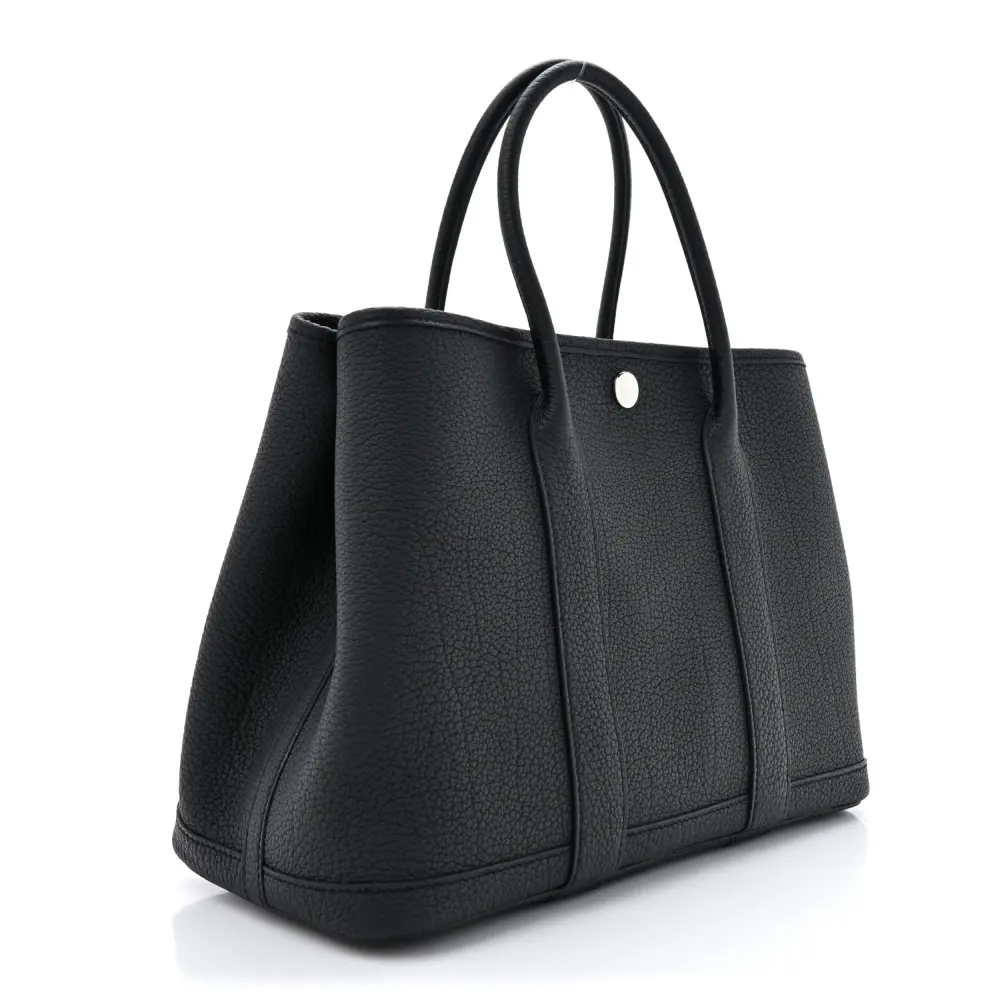 Lushentic Grade Bag for Garden Party – Black Negonda Leather, Palladium Silver - Image 3