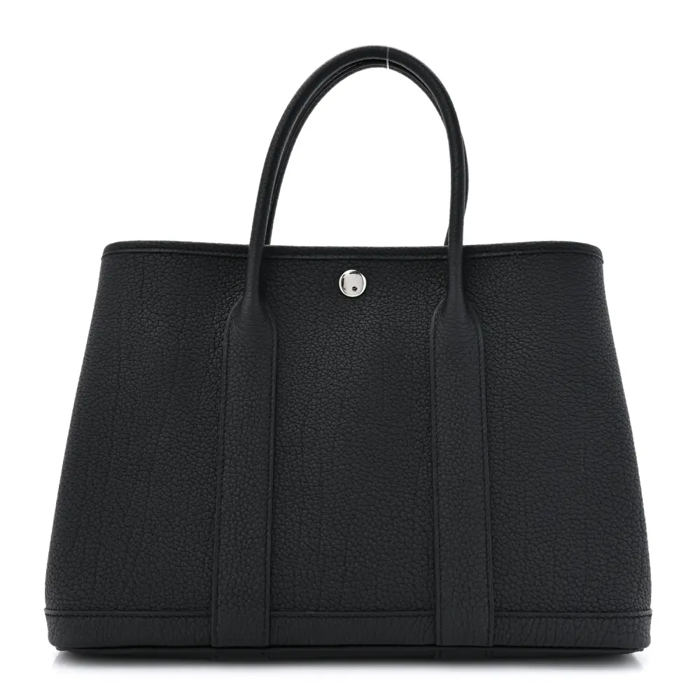 Lushentic Hermès Garden Party 30 TPM Black Negonda Leather Palladium Silver Hardware Front