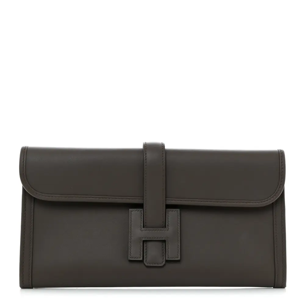 Lushentic Hermès Jige Elan 29 Clutch Étain Swift Leather Front