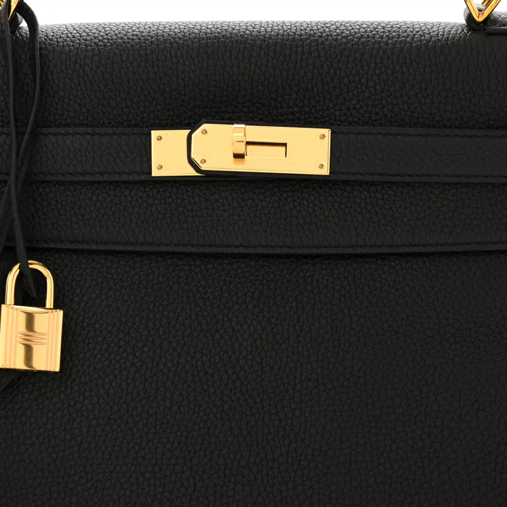Lushentic Grade Kelly Retourne 32 Black Togo Leather Gold Hardware - Image 10