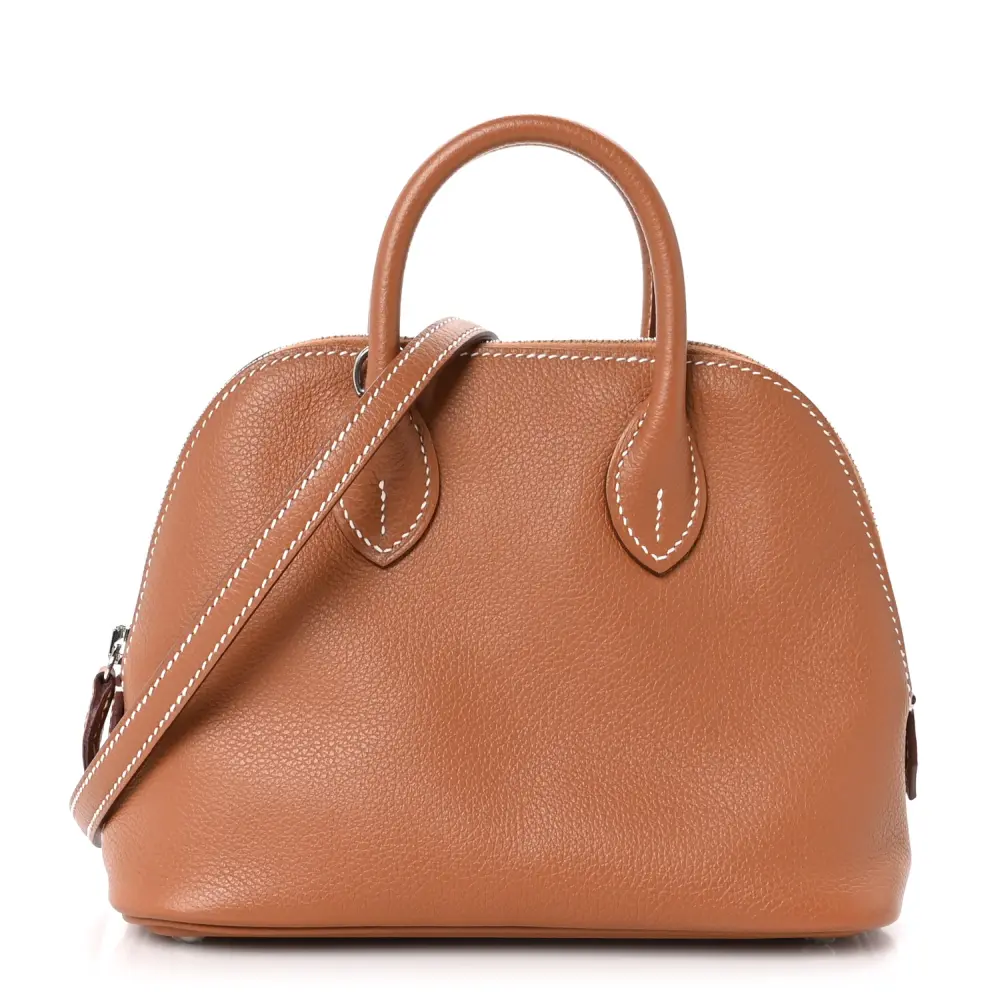 Lushentic Hermès Mini 1923 Bolide Brown Evercolor Leather Gold Hardware Front