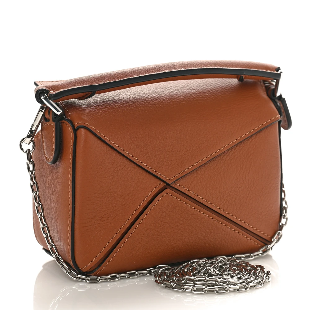 Lushentic Grade Puzzle Bag Nano Tan Calfskin Leather Silver Hardware - Image 3