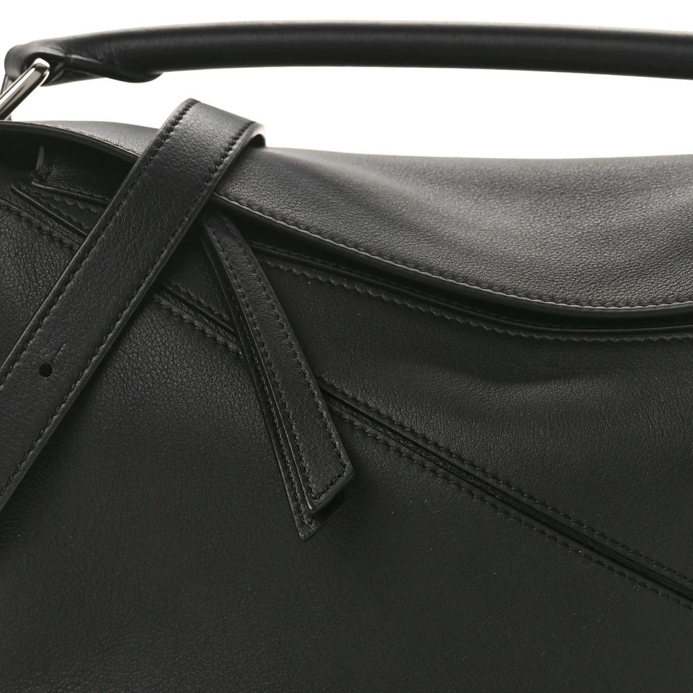 Lushentic Handbags Puzzle Bag: Small Black Calfskin Leather - Image 8