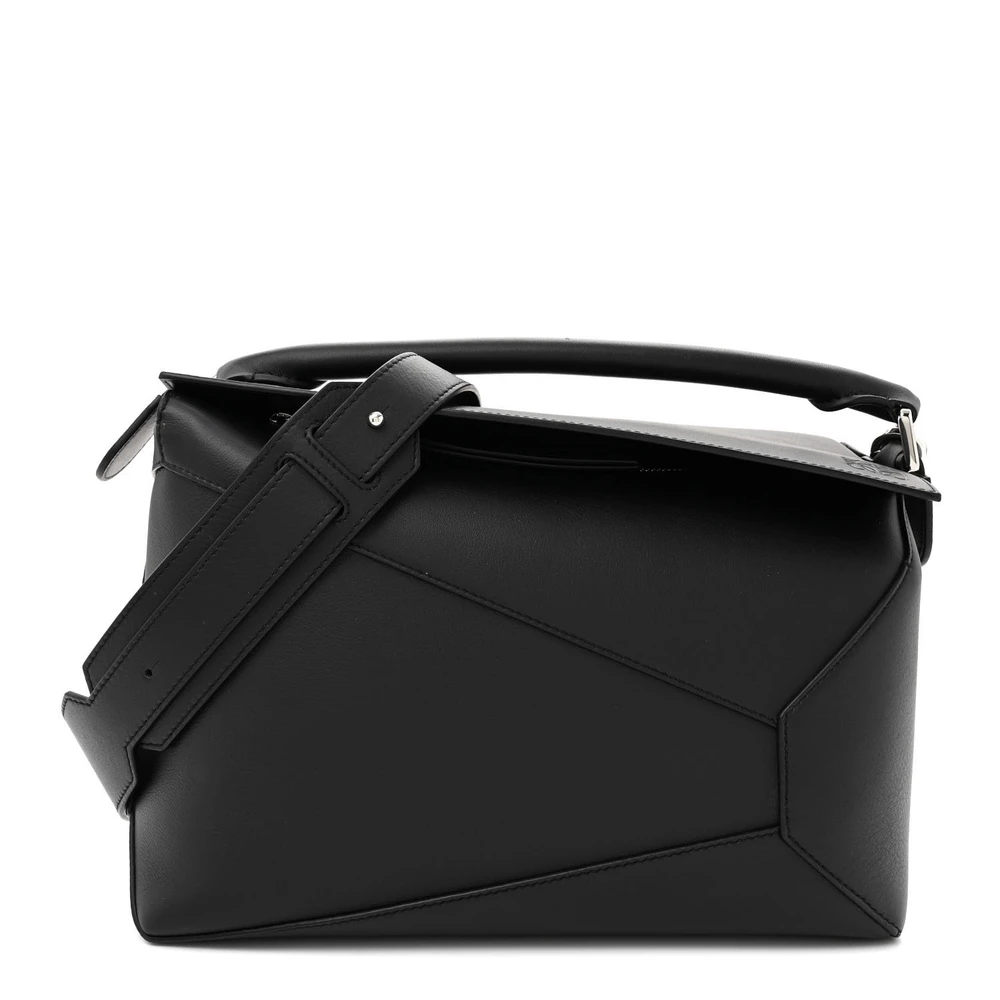 Lushentic Loewe Puzzle Edge Bag Medium Black Calfskin Leather Front