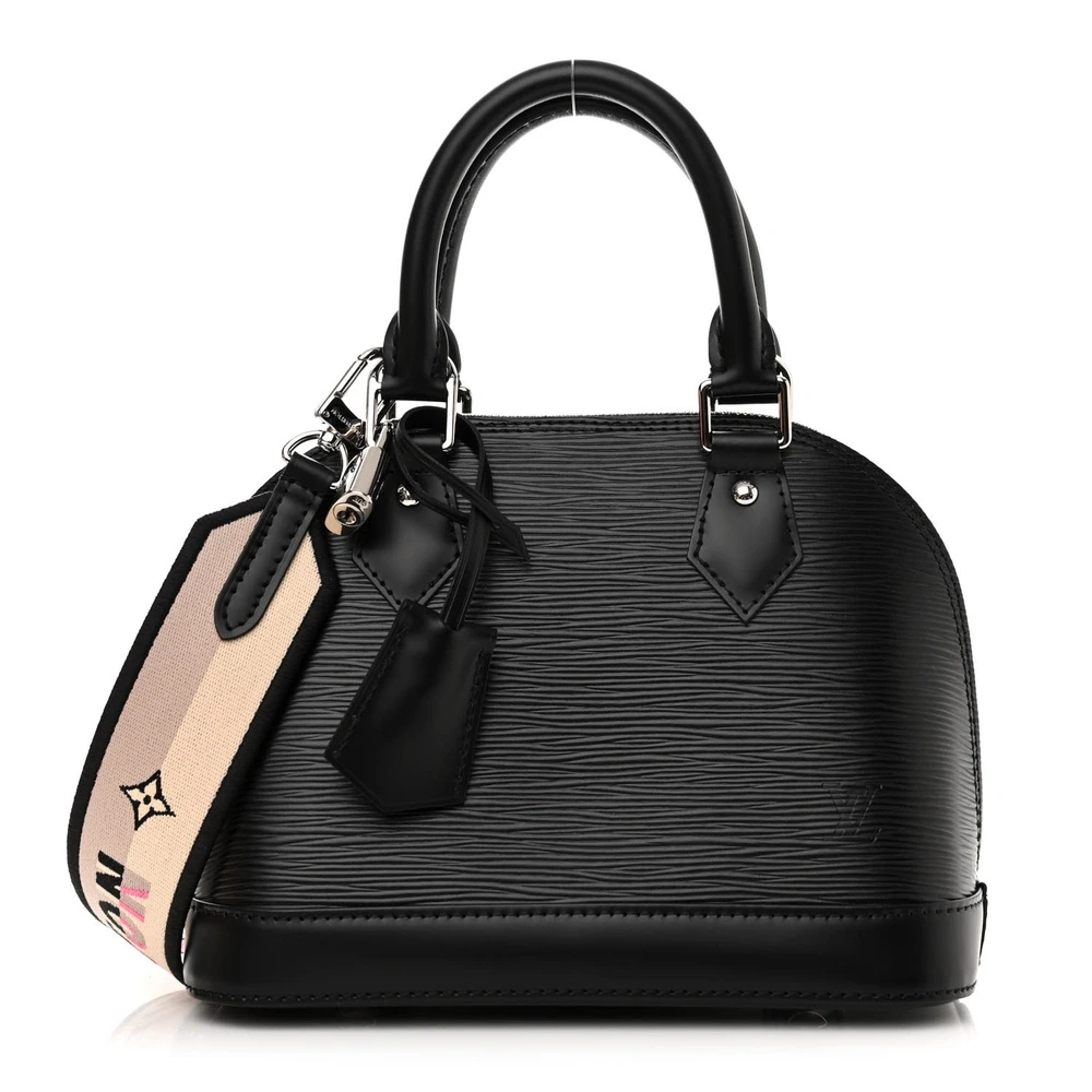 Lushentic Louis Vuitton Alma BB Black Epi Jacquard Leather Silver Hardware Front