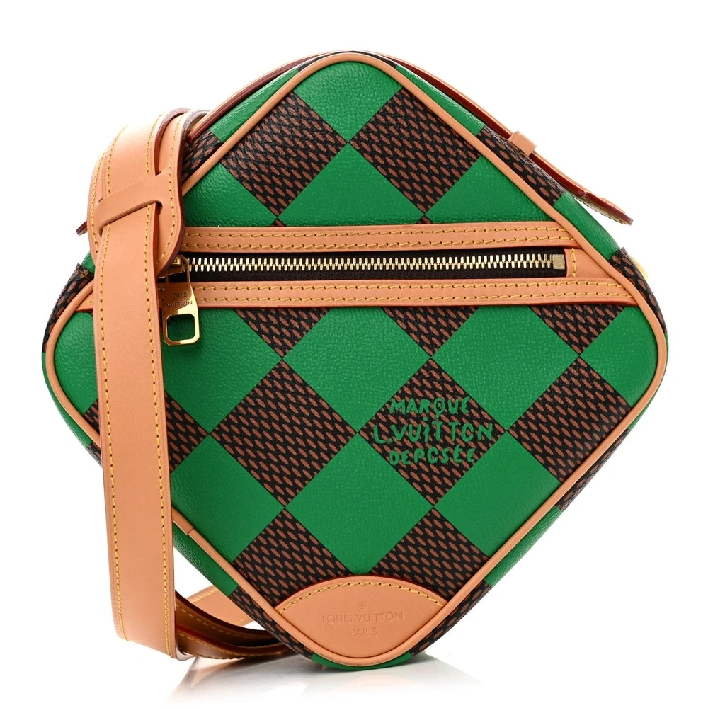 Lushentic Louis Vuitton Chess Messenger PM Green Damier Pop Canvas Aged Gold Hardware Front