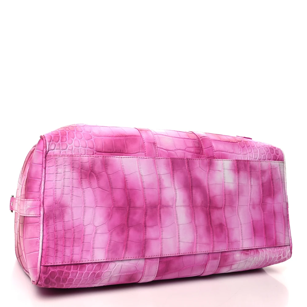 Lushentic Bag Keepall Bandouliere 45 in Fuchsia Matte Alligator Leather - Image 6