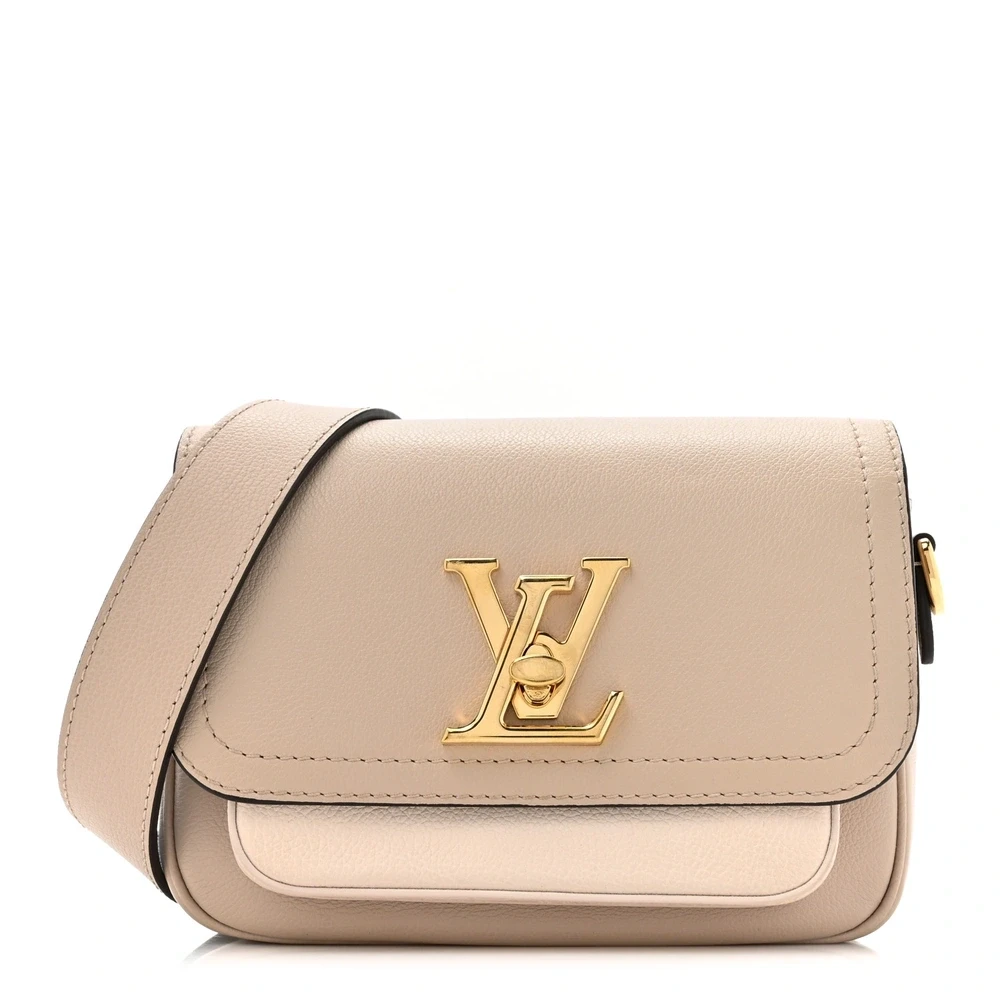 Lushentic Louis Vuitton Lockme Tender Greige Grained Calfskin Leather Gold Hardware Front