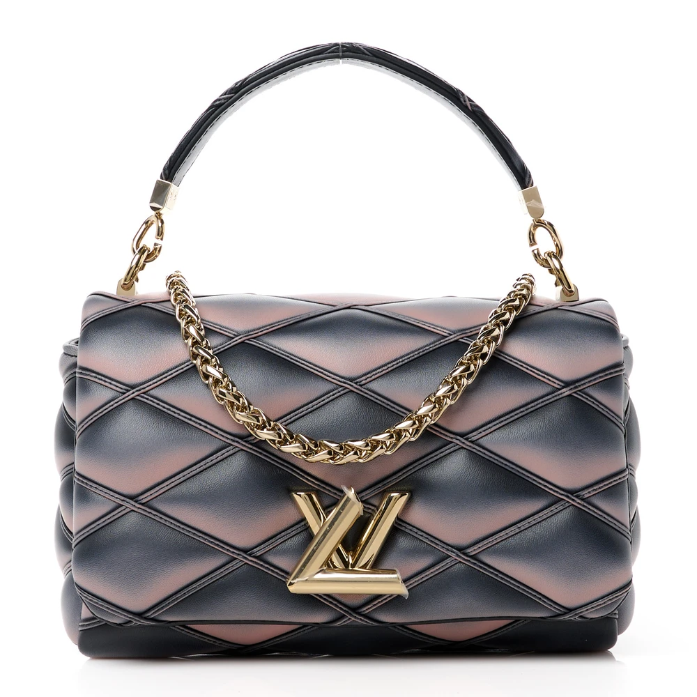 Lushentic Louis Vuitton Malletage Top Handle GO-14 MM Black_Pink Lambskin Leather Gold Hardware Front