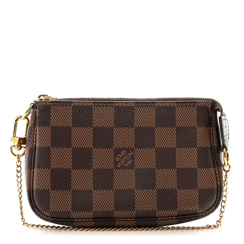 Lushentic Louis Vuitton Mini Pochette Accessories Damier Ebene Canvas Gold Hardware Front