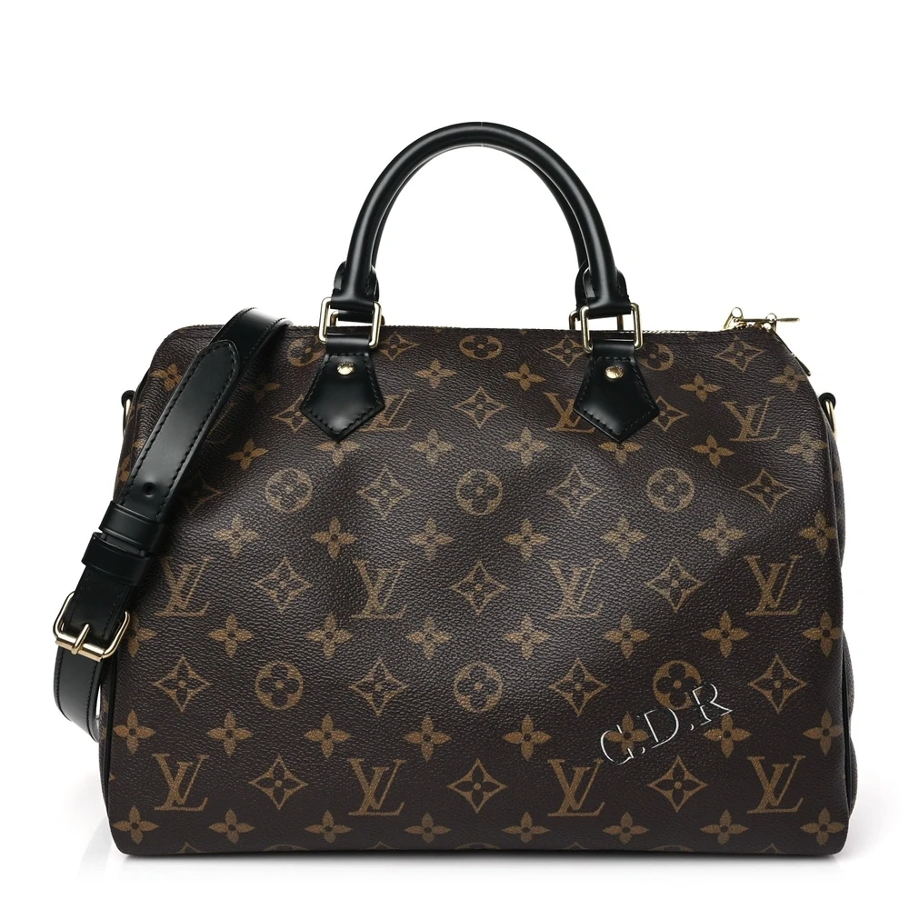 Lushentic Louis Vuitton My World Tour Speedy Bandouliere 30 Black Monogram Canvas Gold Hardware Front