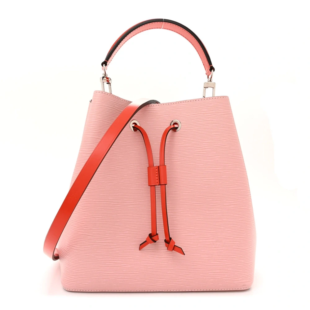 Lushentic Louis Vuitton NeoNoe MM Rose Ballerine _ Orange Epi Leather Silver Hardware Front