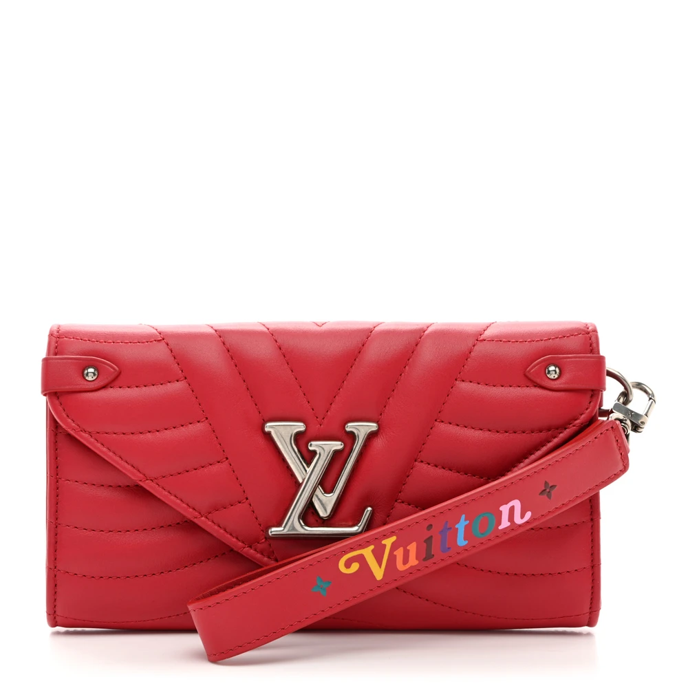 Lushentic Louis Vuitton New Wave Long Wallet PM Rouge Calfskin Leather Silver Hardware Front
