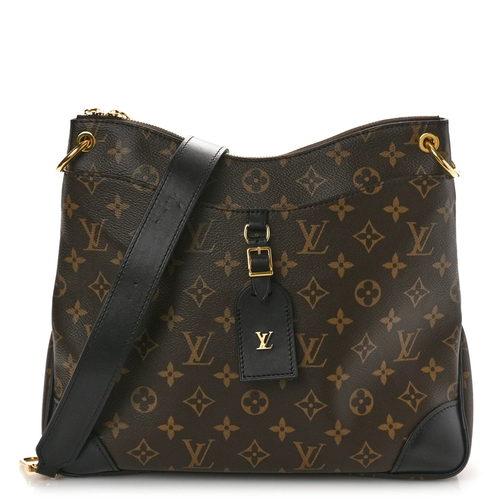 Lushentic Louis Vuitton Odeon MM Black Monogram Canvas Gold Hardware Front