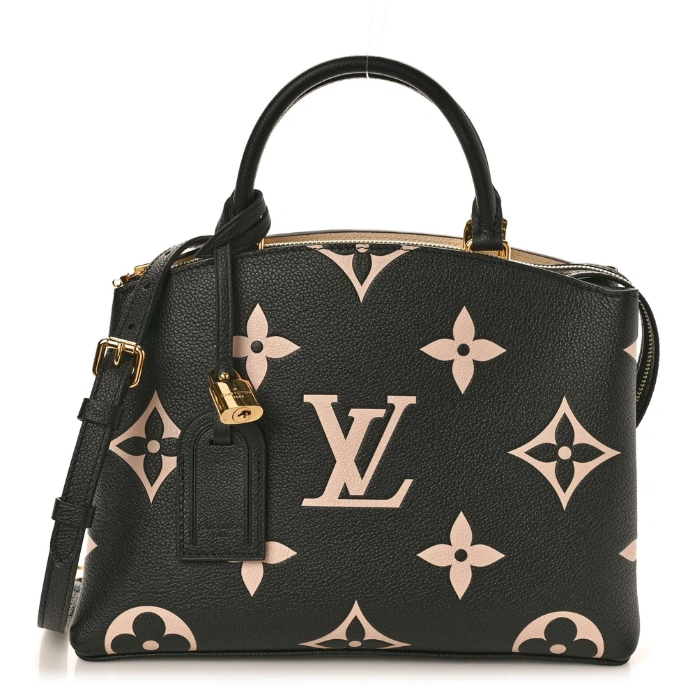Lushentic Louis Vuitton Petit Palais MM Black_Beige Giant Monogram Empreinte Leather Gold Hardware Front