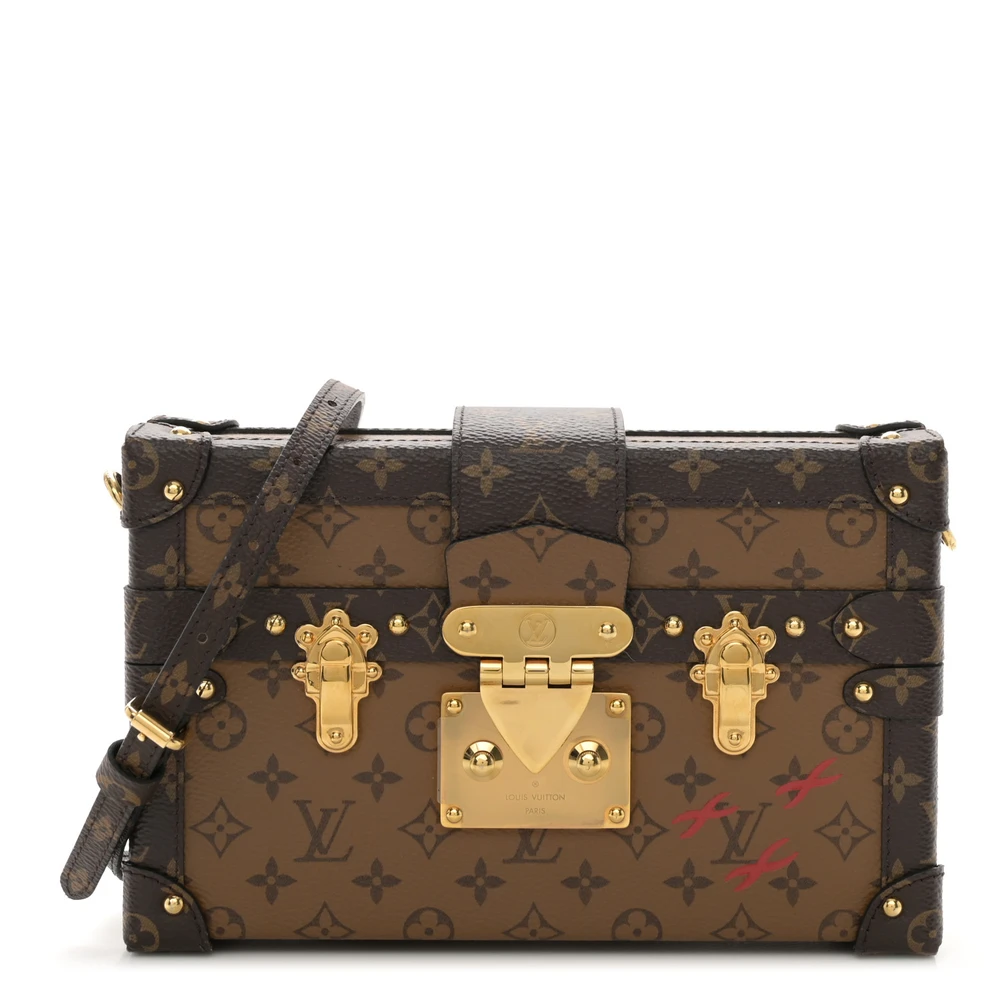 Lushentic Louis Vuitton Petite Malle MM Reverse Monogram Canvas Gold Hardware Front