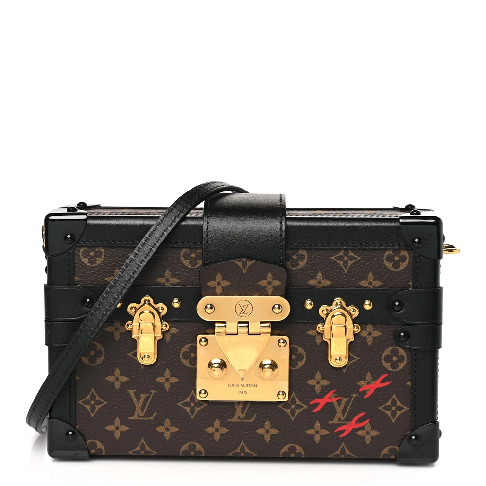 Lushentic Louis Vuitton Petite Malle PM Black Monogram Canvas Gold Hardware Front