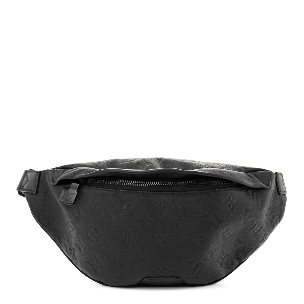 Lushentic Louis Vuitton Shadow Discovery Bumbag MM Black Monogram Calfskin Leather Black Hardware Front