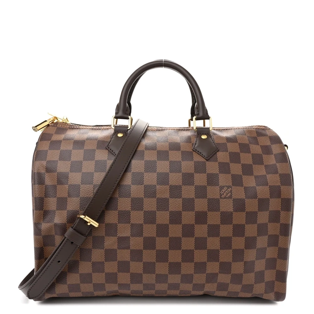 Lushentic Louis Vuitton Speedy Bandouliere 35 Damier Ebene Canvas Gold Hardware Front