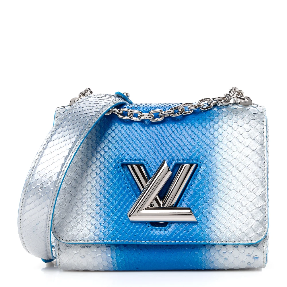 Lushentic Louis Vuitton Twist Shoulder Bag PM Blue_Silver Monogram Snakeskin Leather Silver Hardware Front