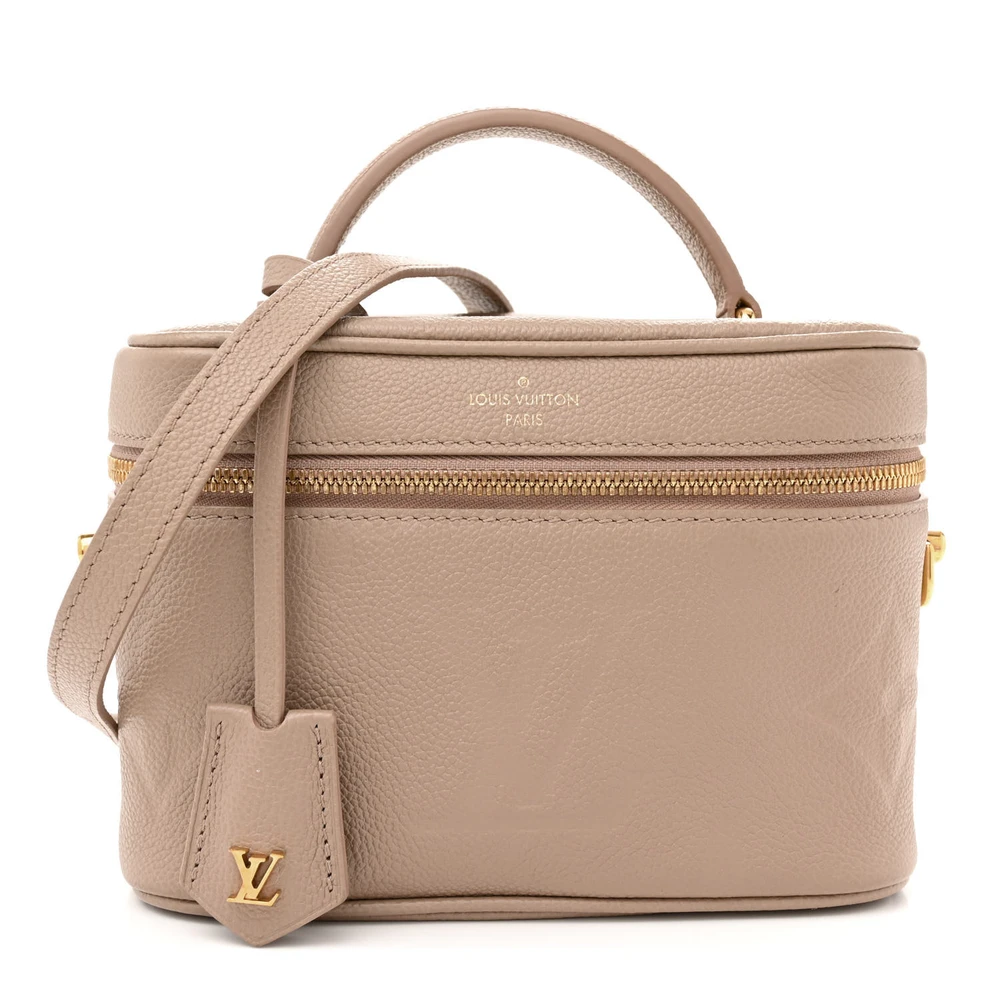 Lushentic Louis Vuitton Vanity PM Tourterelle Giant Monogram Empreinte Leather Gold Hardware Front