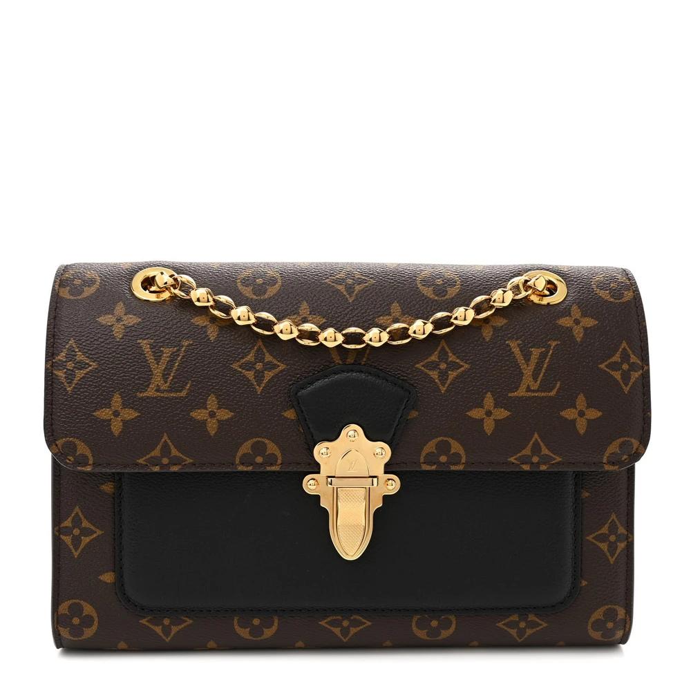 Lushentic Louis Vuitton Victoire MM Black Monogram Canvas Brass Hardware Front