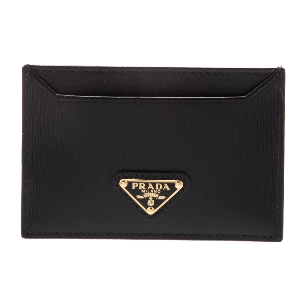 Lushentic Bag Small Card Holder - Black Vitello Leather Gold Hardware