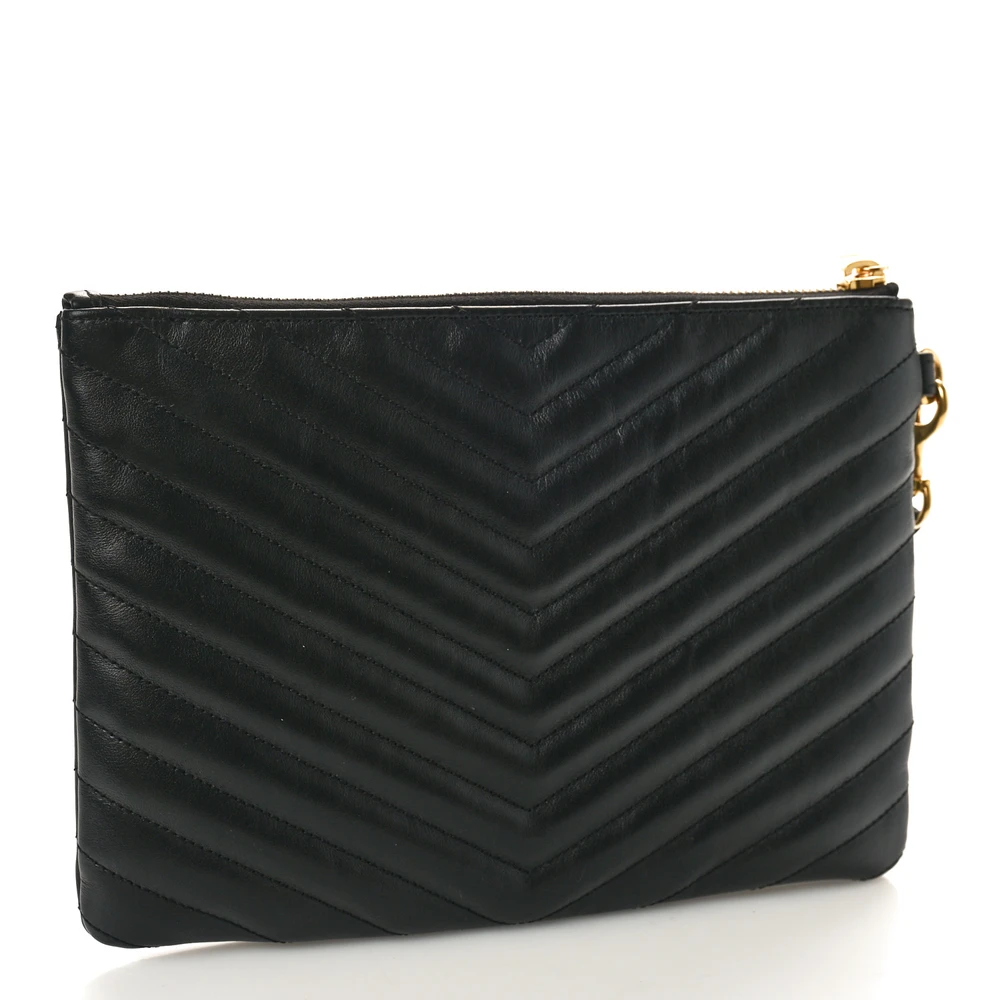 Lushentic Medium A5 Wristlet – Black Chevron, Gold Hardware - Image 3