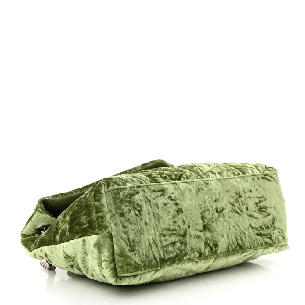 Lushentic Designer Small Loulou Chain Satchel - Green Puffer Velvet Bag - Image 6