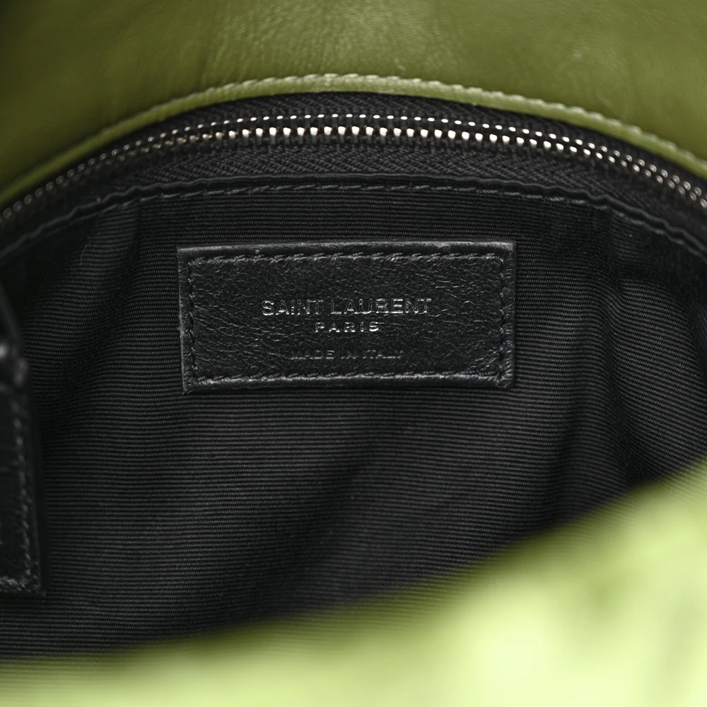 Lushentic Designer Small Loulou Chain Satchel - Green Puffer Velvet Bag - Image 2