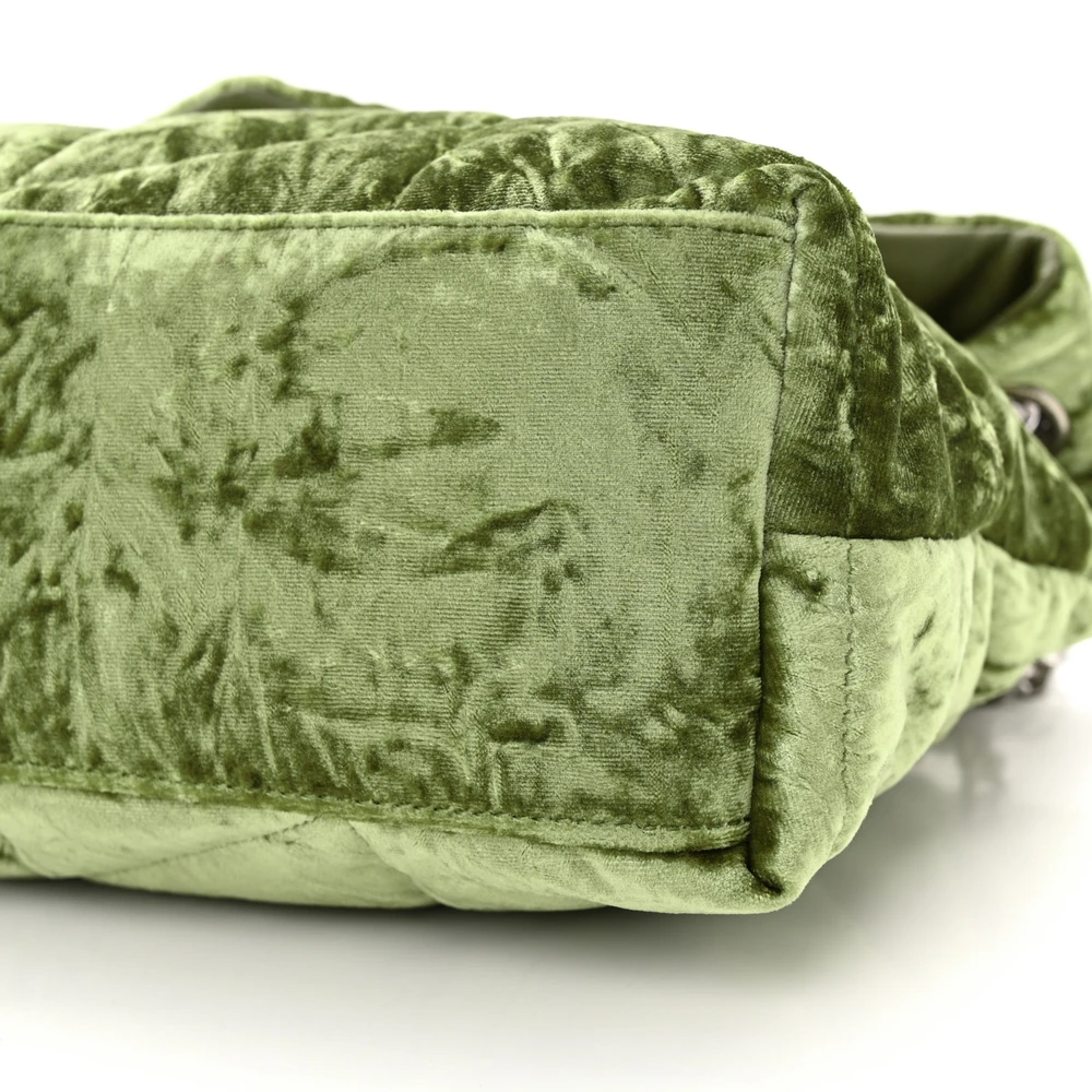 Lushentic Designer Small Loulou Chain Satchel - Green Puffer Velvet Bag - Image 5