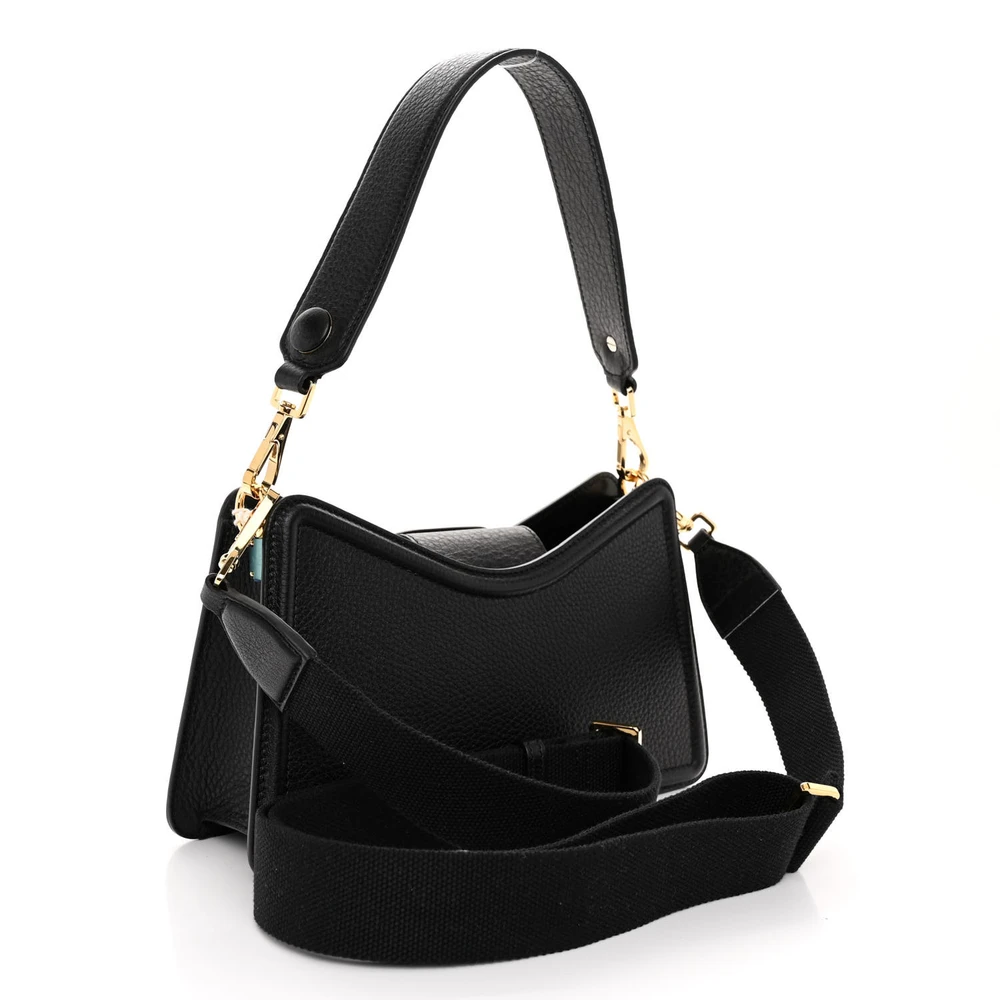 Lushentic Vlogo Signature Shoulder Bag in Black Calfskin Leather - Image 3