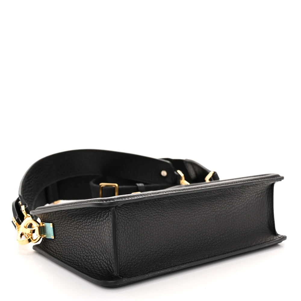 Lushentic Vlogo Signature Shoulder Bag in Black Calfskin Leather - Image 6