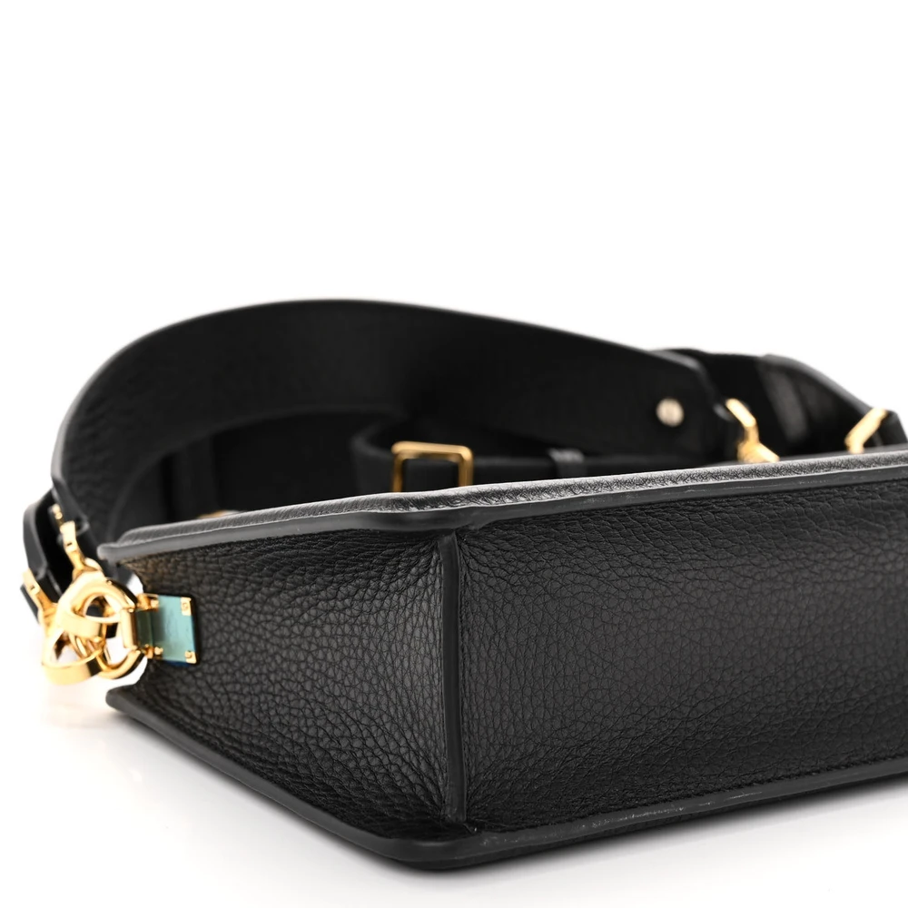 Lushentic Vlogo Signature Shoulder Bag in Black Calfskin Leather - Image 4