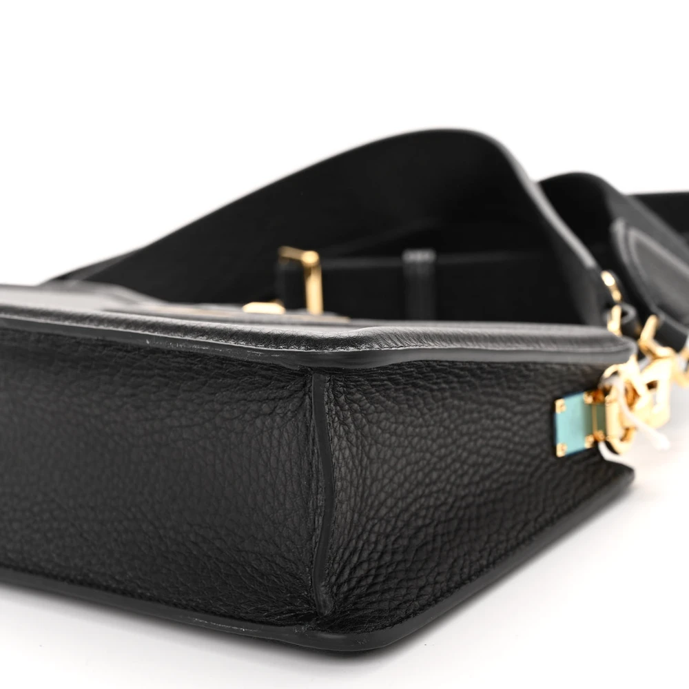 Lushentic Vlogo Signature Shoulder Bag in Black Calfskin Leather - Image 5