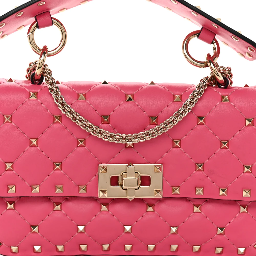 Lushentic Grade Handbags - Small Rockstud Spike Shoulder Bag in Pink - Image 8